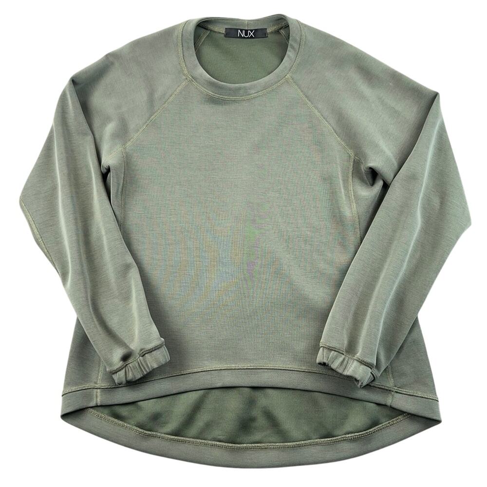 NUX Sage Green Performance Pullover High Low Sweatshirt Modal Blend Top - Small